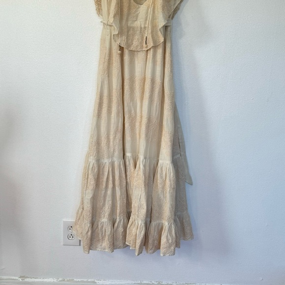 Love Sam Tallulah Silk-Blend Embroidered Ivory Maxi Dress Sz S - Picture 11 of 16